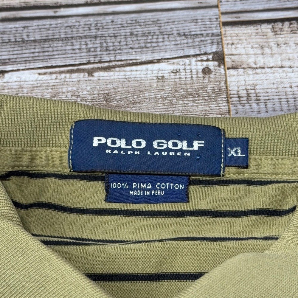 Polo Golf Ralph Lauren Polo Shirt Mens XL Green Striped Pima Cotton Short Sleeve - Picture 4 of 6